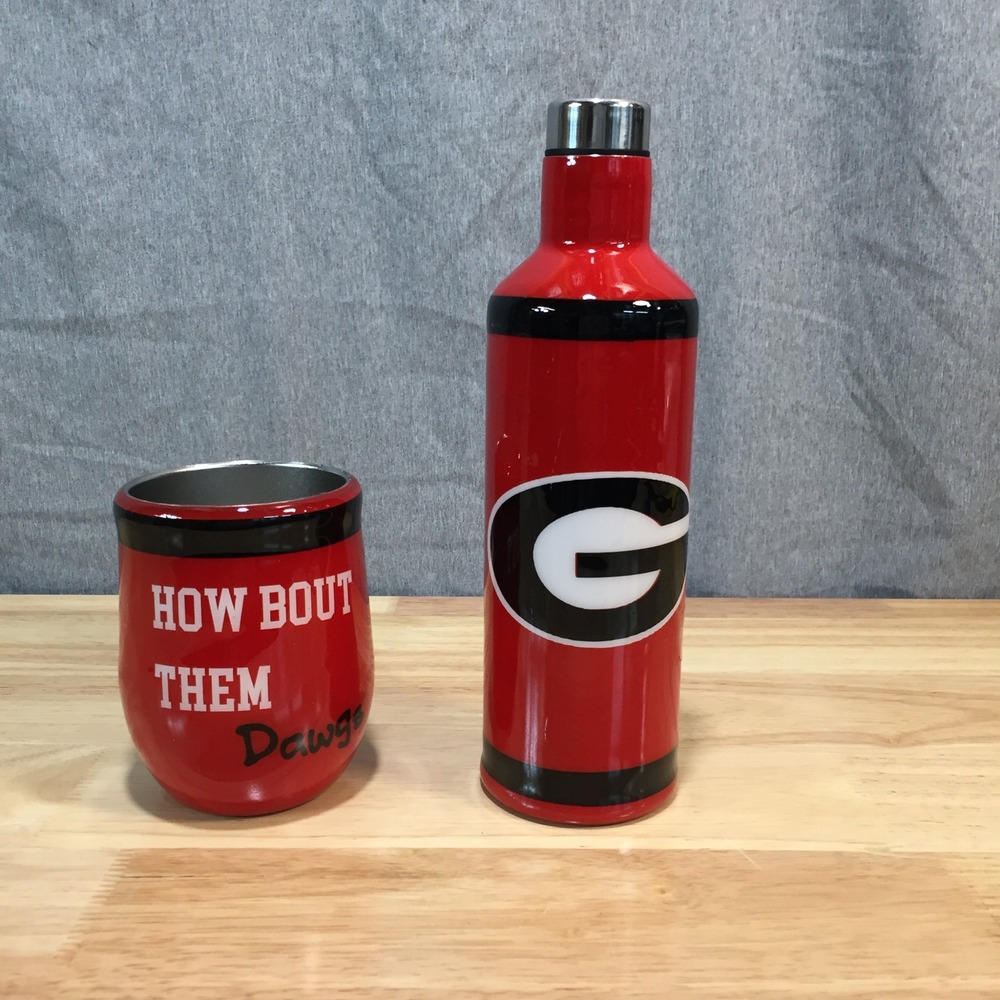 Georgia Bulldogs UGA Insulated Water Bottle Tumbler Set Red How Bout Them Dawgs